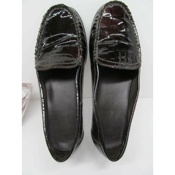 Clarks Bendables Brown Patent Moc Toe Croc Print Loafers Size US 8.5 M - Picture 11 of 12